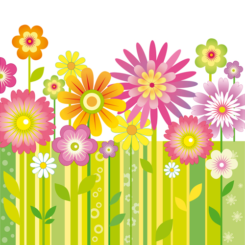 Different cartoon flower mix design vector 03