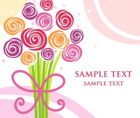 Different cartoon flower mix design vector 05