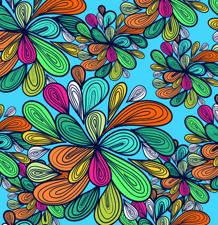 Elements of Colorful Floral seamless pattern design vector 05
