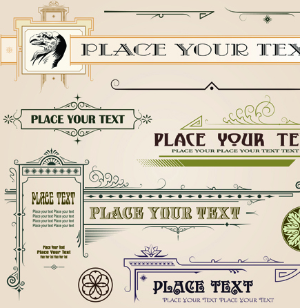vintage style vector of Frame, border and ornament set 01