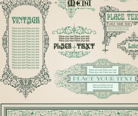 vintage style vector of Frame, border and ornament set 02