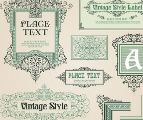 vintage style vector of Frame, border and ornament set 03