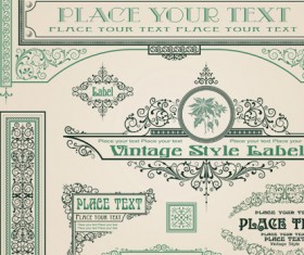 vintage style vector of Frame, border and ornament set 04