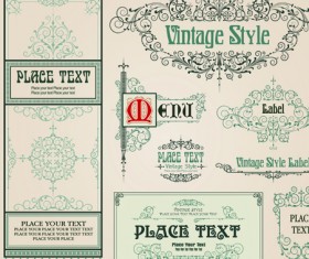 vintage style vector of Frame, border and ornament set 05