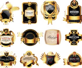 Set of Gold Luxury Labels design elements vector