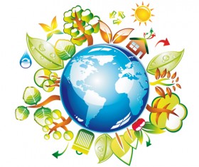 Think Green Earth design elements vector 01