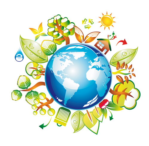 Think Green Earth design elements vector 01