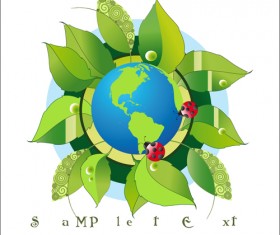 Think Green Earth design elements vector 02