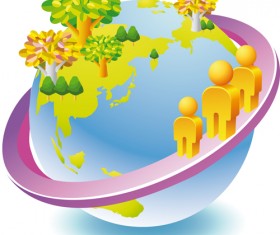 Think Green Earth design elements vector 04