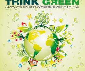 Think Green Earth design elements vector 05