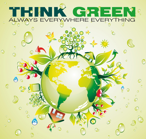 Think Green Earth design elements vector 05