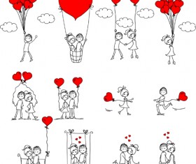 Hand drawn Romantic Love people vector