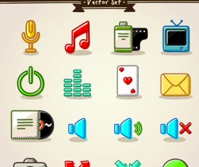 Different Hand drawn Retro icons vector graphic 02