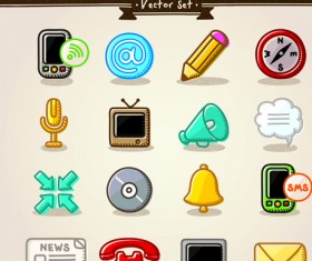 Different Hand drawn Retro icons vector graphic 05