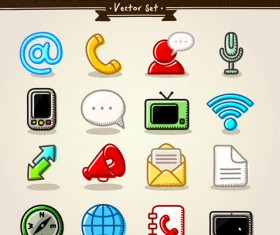 Different Hand drawn Retro icons vector graphic 06