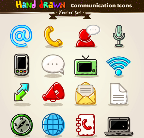 Different Hand drawn Retro icons vector graphic 06