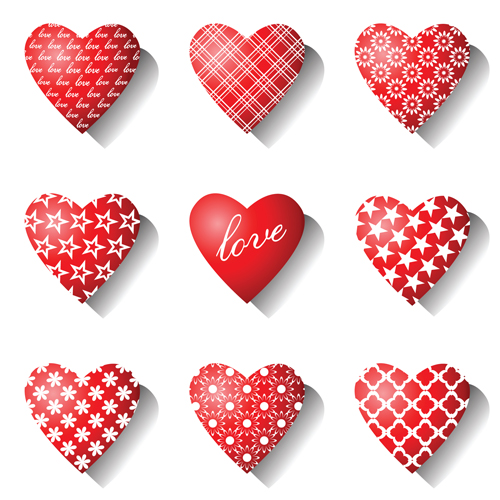Different Heart icons design vector set 01