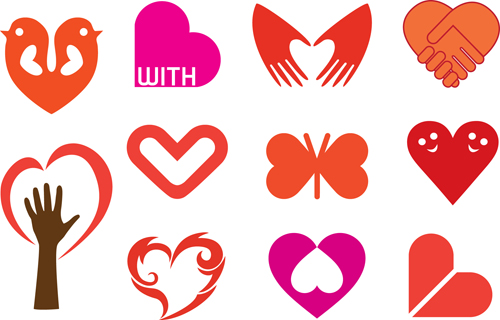 Different Heart icons design vector set 03