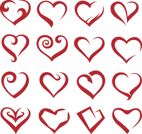 Different Heart icons design vector set 04
