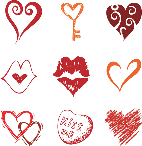 Different Heart icons design vector set 05