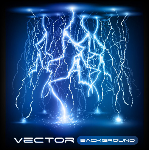 Set of Lightning flash elements background vector 02