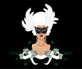 Mask with Masquerade design vector 02