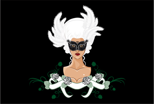 Mask with Masquerade design vector 02