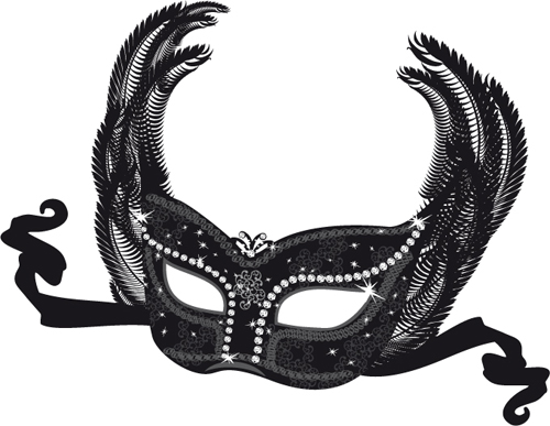 Mask with Masquerade design vector 05