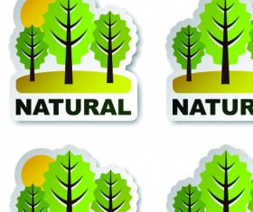 Set of Natural elements stickers vector graphic 05
