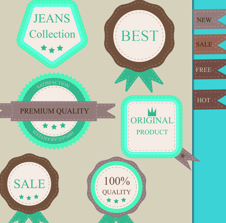 Set of guaranty quality and Premium labels vector 01