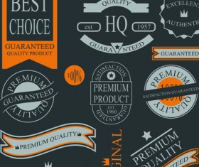 Set of guaranty quality and Premium labels vector 02