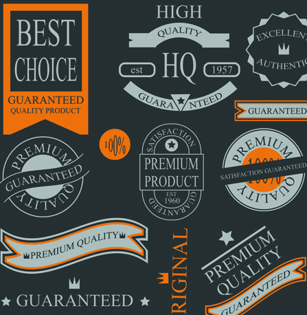 Set of guaranty quality and Premium labels vector 02