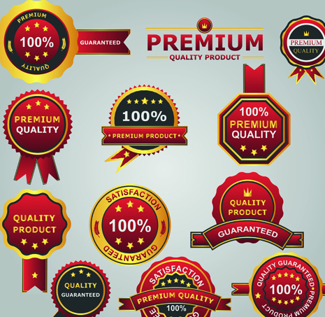 Set of guaranty quality and Premium labels vector 04