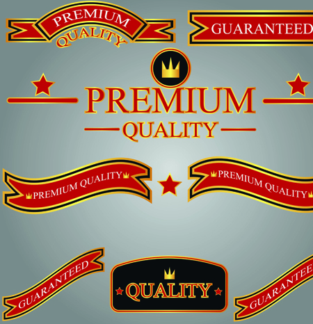 Set of guaranty quality and Premium labels vector 05