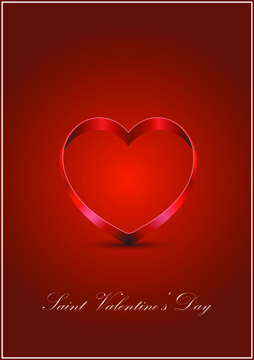 Elements Romantic Red Valentine Cards vector 01