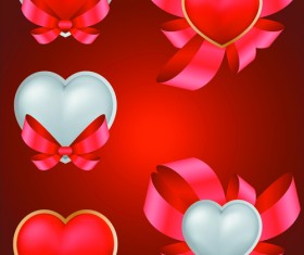 Elements Romantic Red Valentine Cards vector 03