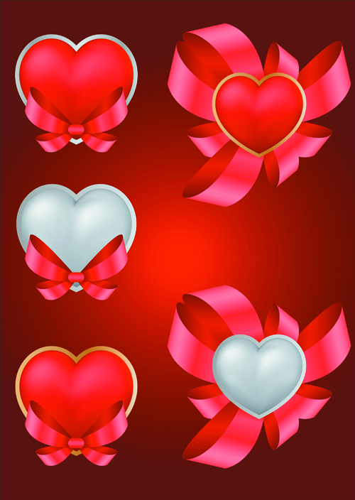Elements Romantic Red Valentine Cards vector 03
