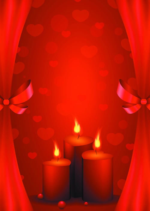 Elements Romantic Red Valentine Cards vector 04