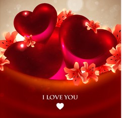Romantic heart cards vector background set 03