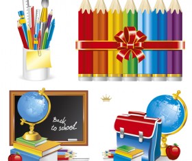 Set of School supplies elements vector 05