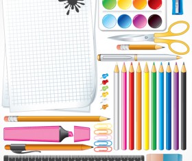 Different School supplies vector graphic set 10