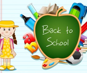 Different School supplies vector graphic set 03