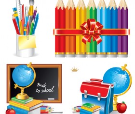 Different School supplies vector graphic set 06