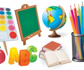 Different school supplies vector set free download