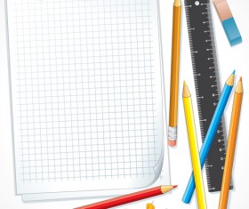 Different School supplies vector graphic set 09