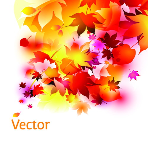 Set of Abstract Autumn Leave design elements vector 02