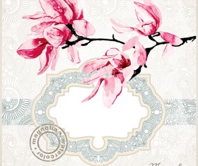 Set of Magnolia invitations cover vector graphic 01