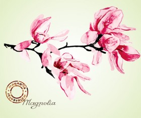 Set of Magnolia invitations cover vector graphic 02