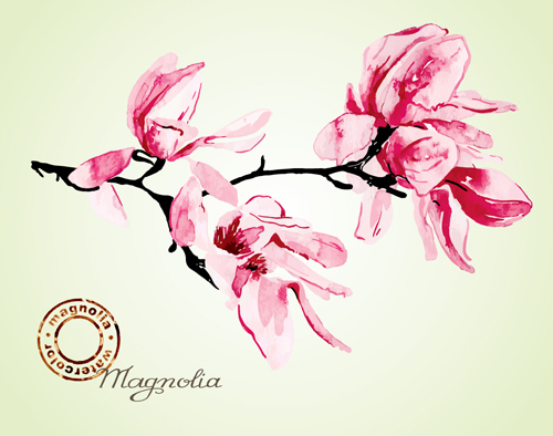 Set of Magnolia invitations cover vector graphic 02