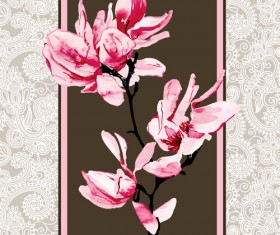 Set of Magnolia invitations cover vector graphic 03